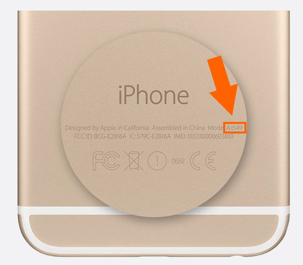 Find model kode på bagsiden af iPhone